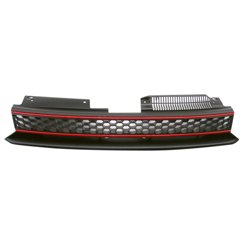 Embleemloze GTi-Look Grill  Volkswagen Golf VI 2008-2012 Zwart/Rood