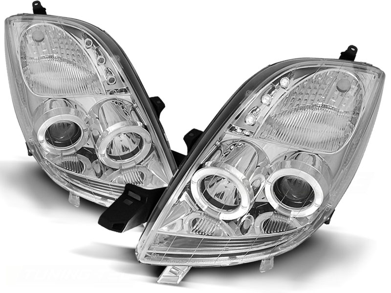Koplampen Toyota Yaris angel eyes helder chroom 06-09