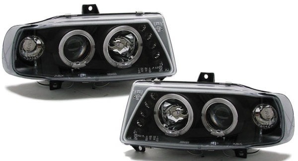 Koplampen Seat IBIZA 6K 95-99 Angel Eyes Zwart