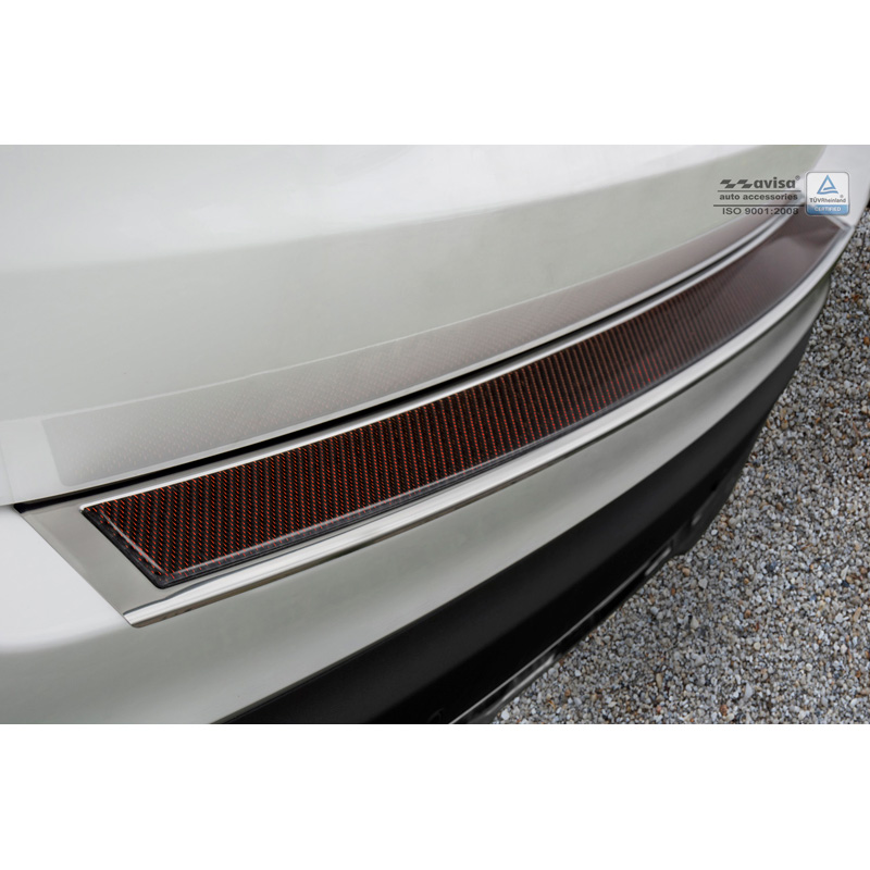 RVS Achterbumperprotector 'Deluxe'  Mercedes GLC 2015-2019 & FL 2019- Chroom/Rood-Zwart Carbon
