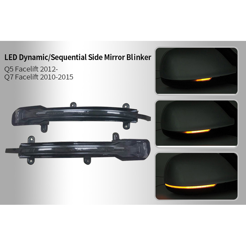Set LED Zijspiegel-Knipperlichten  Audi Q5 2012-2016 & Q7 2010-2015 - Rookgrijs - incl. Dynamic Running Light