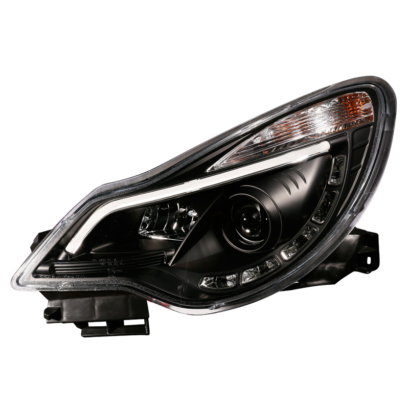 Set Koplampen incl. DRL 'Light-Bar'  Opel Corsa D 2011-2014 - Zwart - excl. OPC