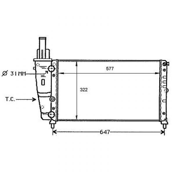 Radiator LANCIA YPUNTO 93-99 577x322 1.11.21.4 12V1.6 MAN+AC