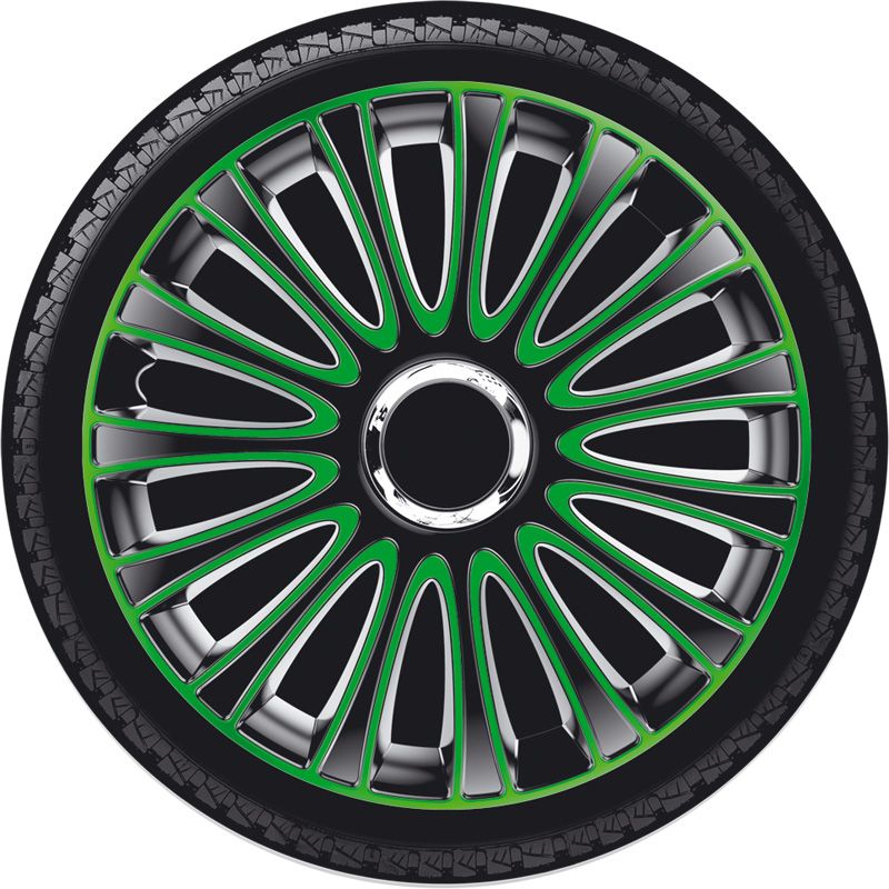 4-Delige Wieldoppenset LeMans 17-inch zwart/groen