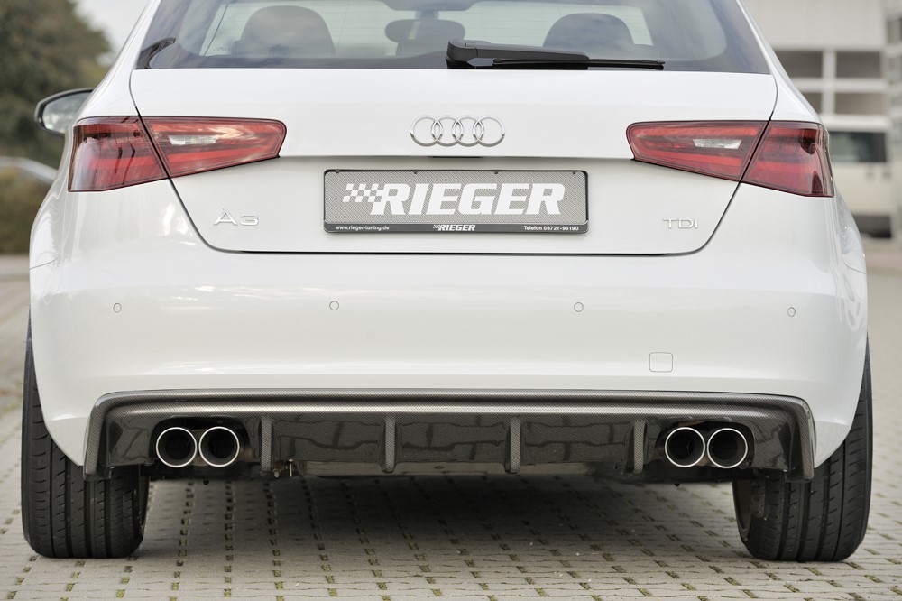 Achterbumper Diffusor Audi A3 8V 12-16 Rieger Carbon Look Duplex