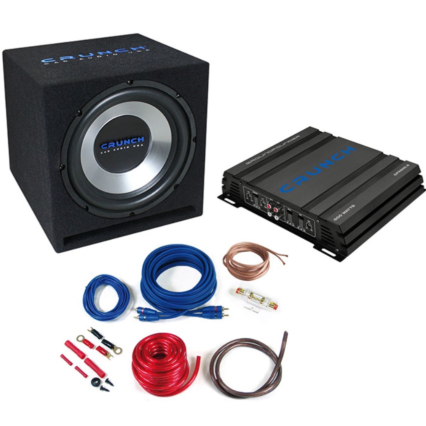 Crunch Bass Pakket CBP500 – Subwoofer, Versterker & Kabelset