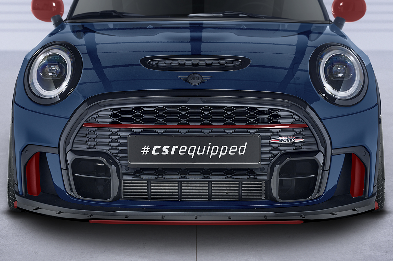 Voorspoiler Mini Cooper JCW F55 F56 F57 CSR Glans Zwart