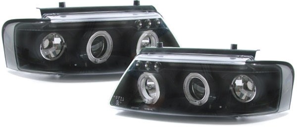 Koplampen VW PASSAT 3B 96-00 Angel eyes zwart
