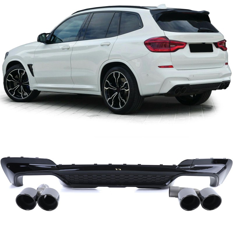 Diffusor BMW X3 G01 Glans Zwart incl. Uitlaat Sierstukken