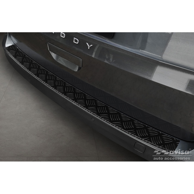 Matzwart Aluminium Achterbumperprotector  Volkswagen Caddy V 2020- 'Riffled Plate'