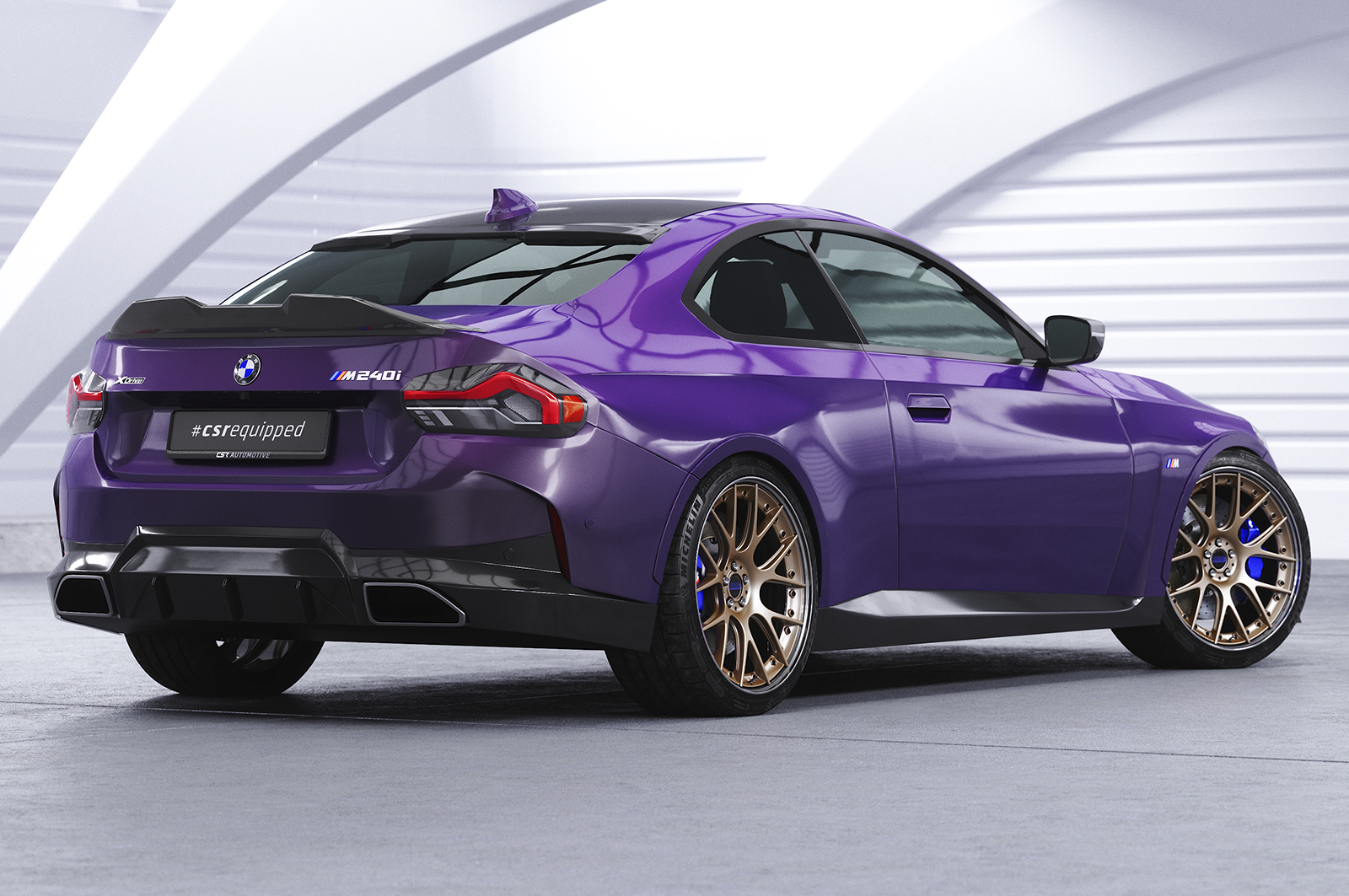 Spoiler BMW 2 Serie G42 / M2 G87 CSR Glans Zwart