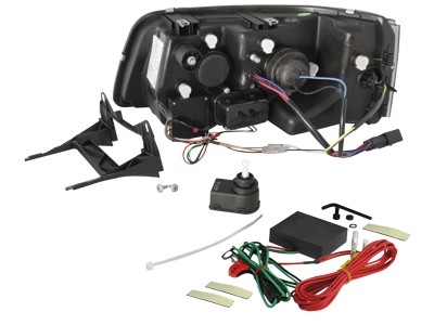 Koplampen VW T5 03-09 Devil Eyes real DRL LED Zwart