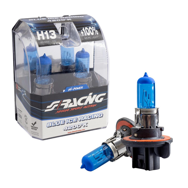 Simoni Racing Halogeen Lampen 'Blue Ice Racing' H13 (4200K) 12V/60-55W, set à 2 stuks ECE-R37