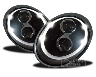 Koplampen Porsche 997 LED DRL Look Xenon Zwart