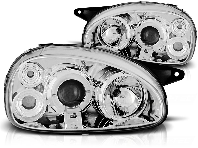 Koplampen Opel Corsa B 93-00  Angel Eyes chroom