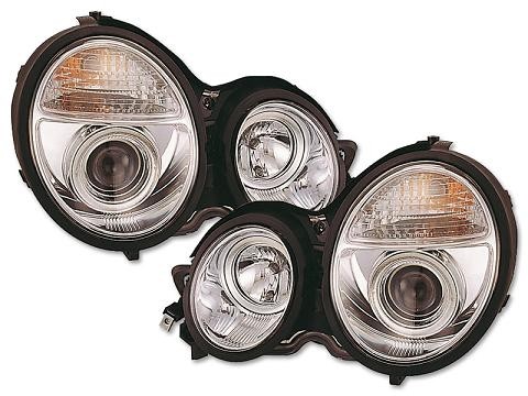 Koplampen Mercedes E-Class W210 95-98 Angel Eyes chroom