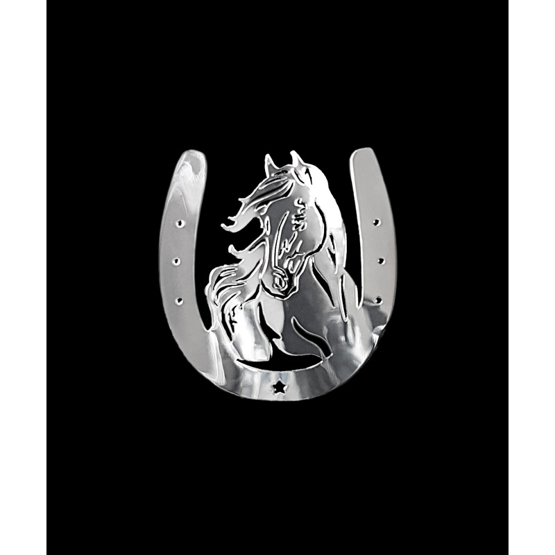 Nikkel Sticker 'Horseshoe + Horse' - 48x50mm
