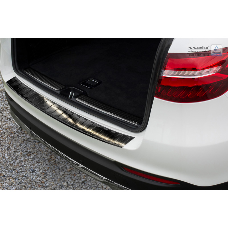 Zwart RVS Achterbumperprotector  Mercedes GLC 5-deurs 2015-2019 & FL 2019- 'Ribs'