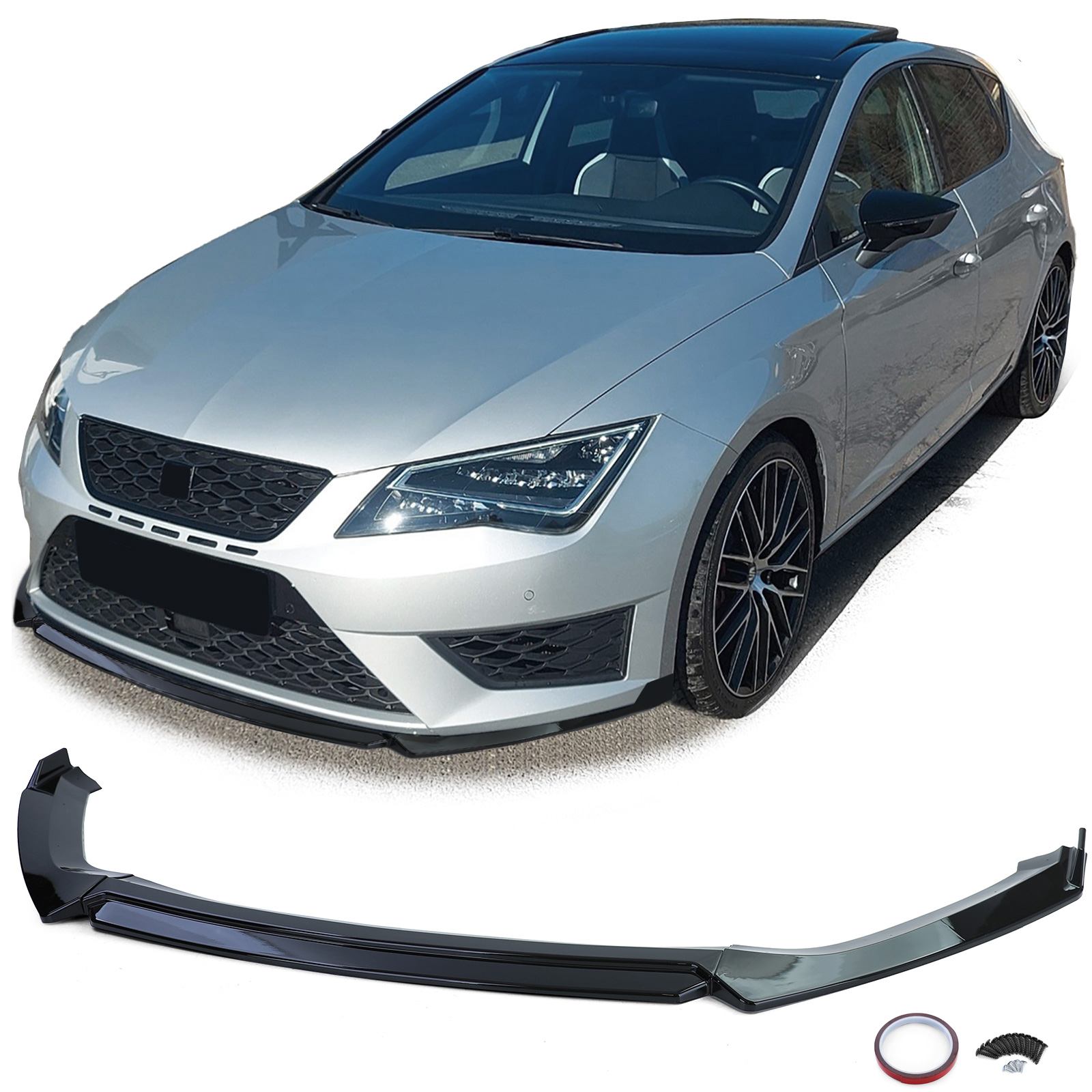 Voorspoiler Seat Leon 5F FR & Cupra 12-20 Glans Zwart