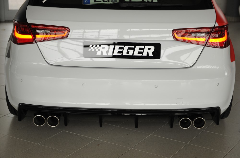Achterbumper Diffusor Audi A3 8V 12-16 Rieger Glans Zwart Duplex