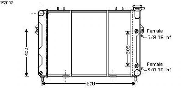 Radiator Grand CHEROKEE 93->> 565x498 5.2I/5.9I-V8 +/-AC