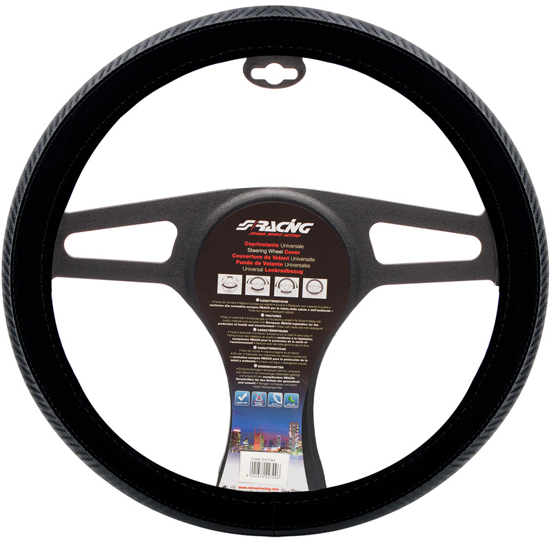Simoni Racing Stuurwielhoes Comfort - Zwart fluweel/carbonlook - 37-39 cm