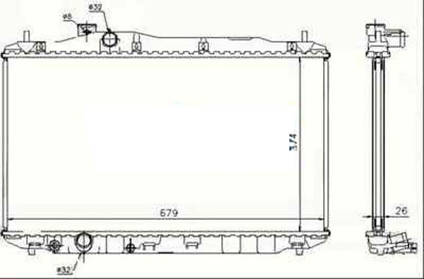 Radiator HONDA CIVIC 05-09 375x670 1.6/1.8IM+/-AC