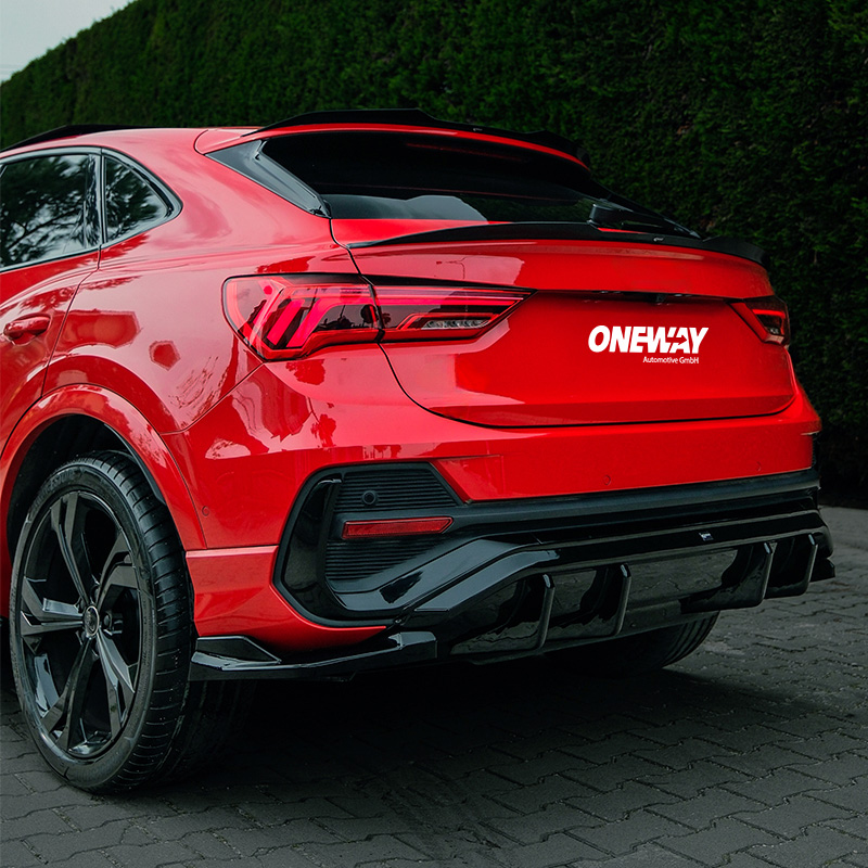 Oneway Achterbumperskirts (Hoeken)  Audi Q3 (F3N) Sportback S-Line 2019-2025 excl. RSQ3 - Glanzend zwart