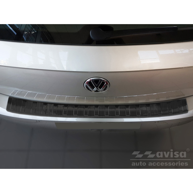 Zwart RVS Achterbumperprotector  Volkswagen Polo VI 5-deurs 2017-2021 & Facelift 2021- 'Ribs'