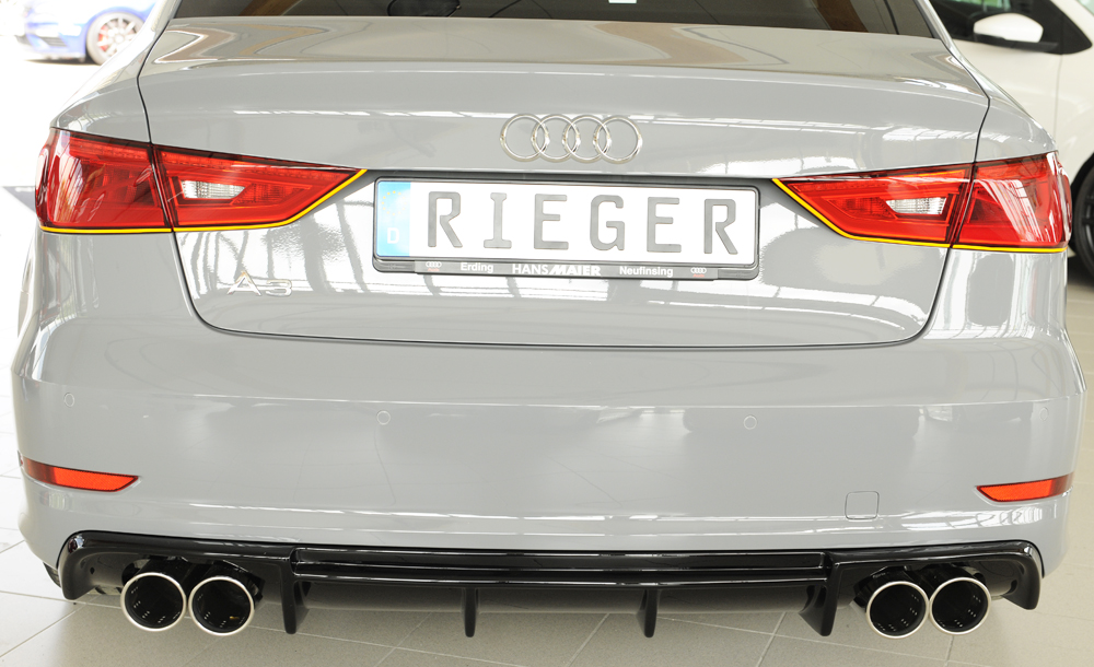 Achter diffusor Rieger Audi A3 8V 12-16 Sedan/Cabrio S-line Glans Zwart