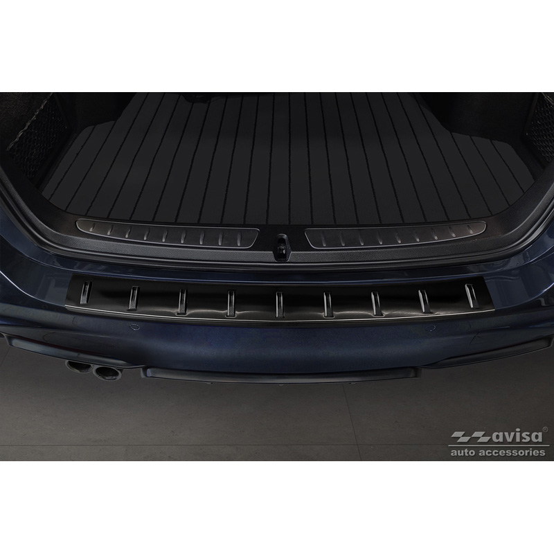 Zwart RVS Achterbumperprotector  BMW 3-Serie (F31) Touring (incl. M-Pakket) 2012-2015 & Facelift 2015-2019 'STRONG EDITION'