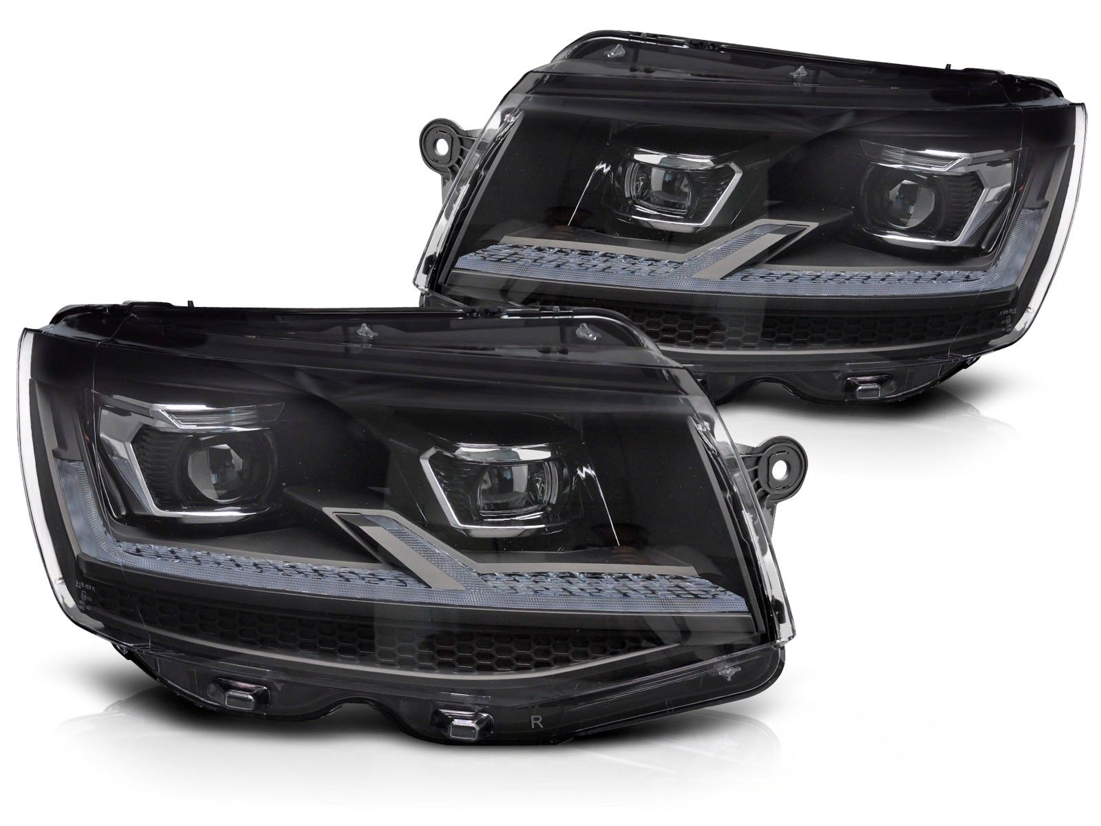 Koplampen VW T6 Multivan/Transporter Dynamic Tube Zwart-Chroom