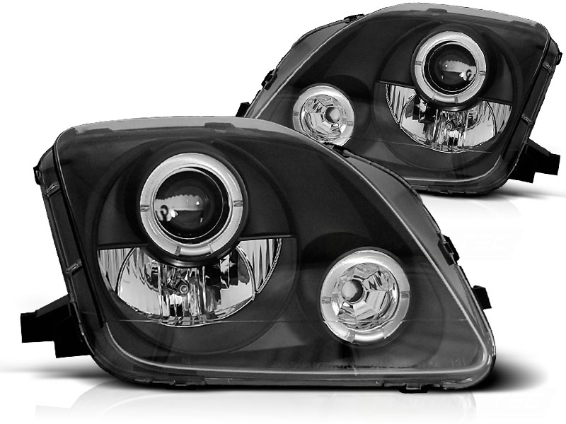 Set Koplampen  Honda Prelude 1997-2001 - Zwart - incl. Angel-Eyes