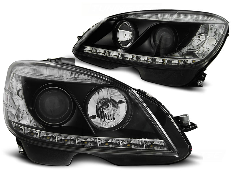 Koplampen Mercedes C-Klasse W204 07-11 Zwart