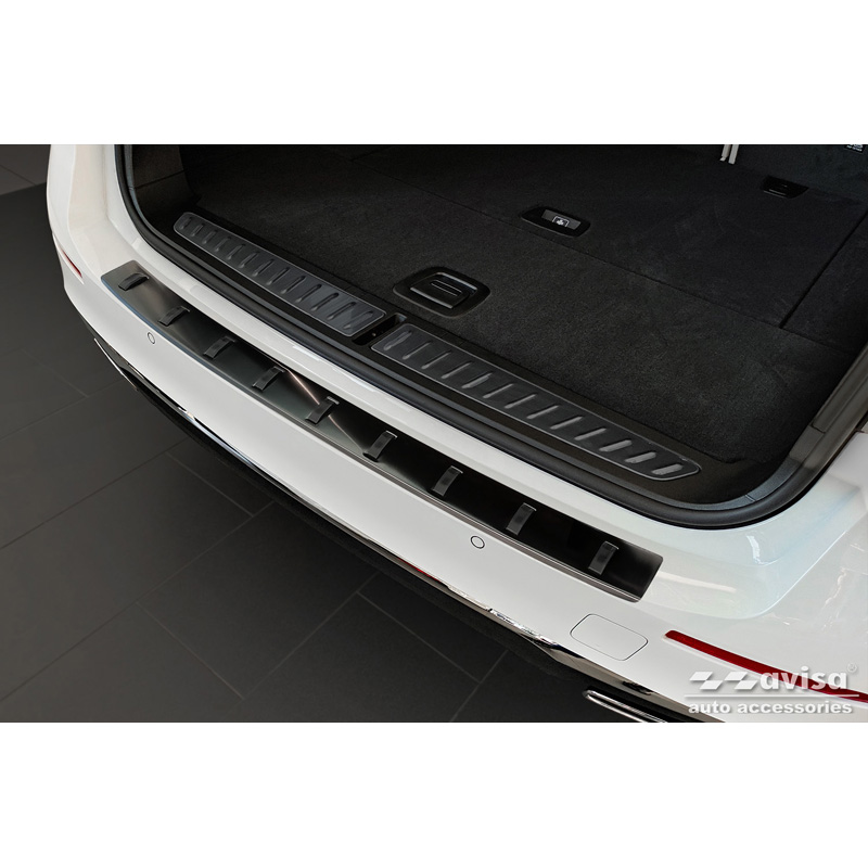 Zwart RVS Achterbumperprotector  BMW 5-Serie G31 FL Touring 2020-2024 excl. M-Sport 'STRONG EDITION'