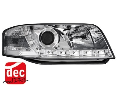 Koplampen passend voor Audi A6 4B 01-04 Devil Eyes real DRL LED Chroom