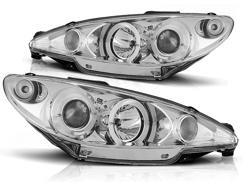 Koplampen Peugeot 206 98-02 Angel Eyes chroom
