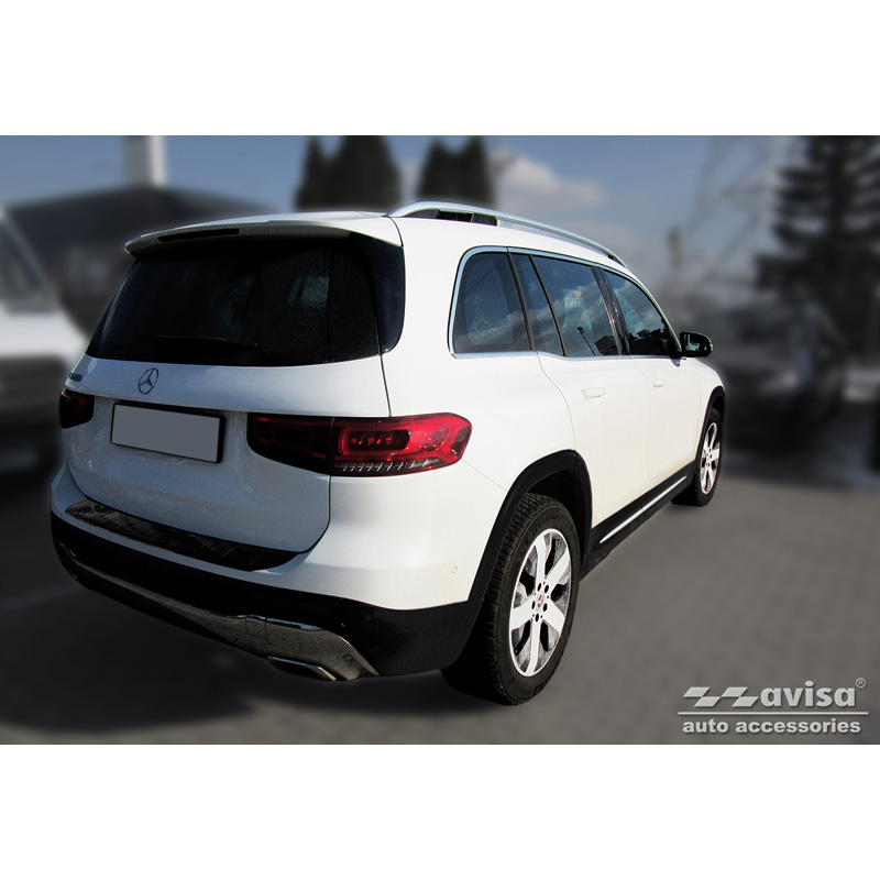 Zwart RVS Achterbumperprotector  Mercedes GLB (X247) incl. AMG 2019- 'Ribs'