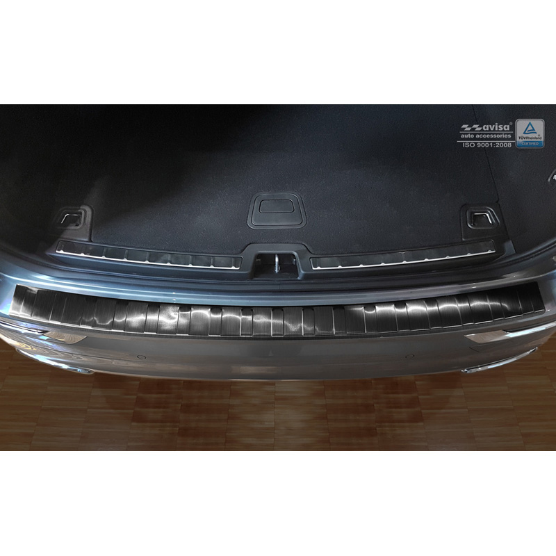 Zwart RVS Achterbumperprotector  Volvo XC60 II 2017-2021- & FL 2021- incl. R-Design 'Ribs'