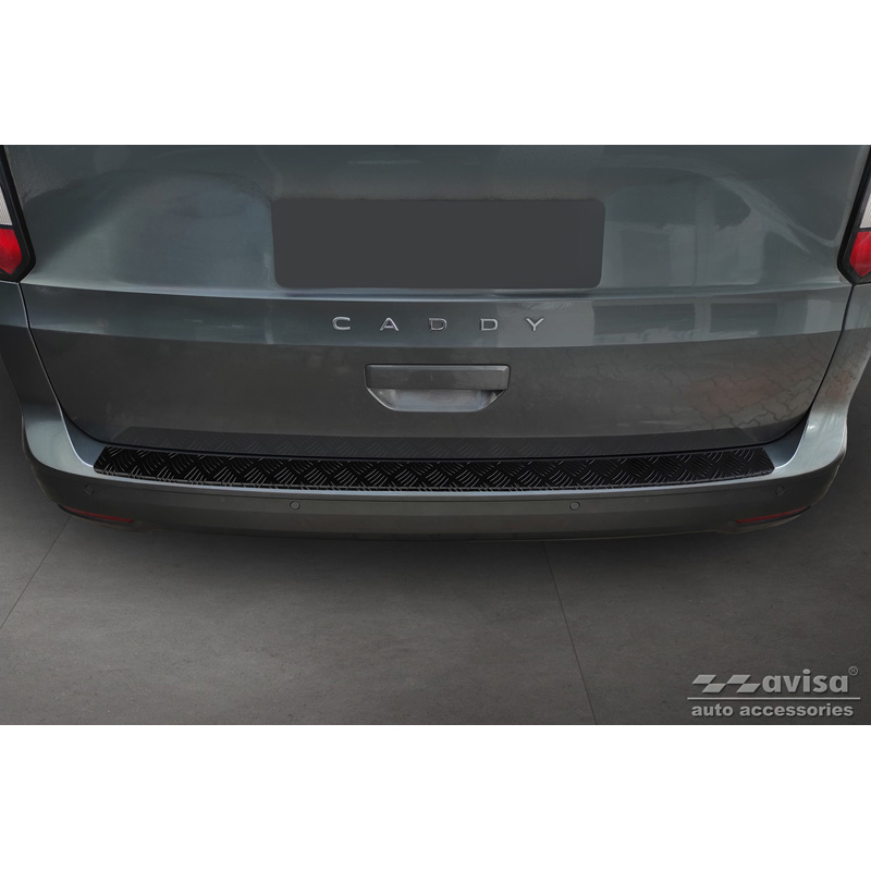 Matzwart Aluminium Achterbumperprotector  Volkswagen Caddy V 2020- 'Riffled Plate'