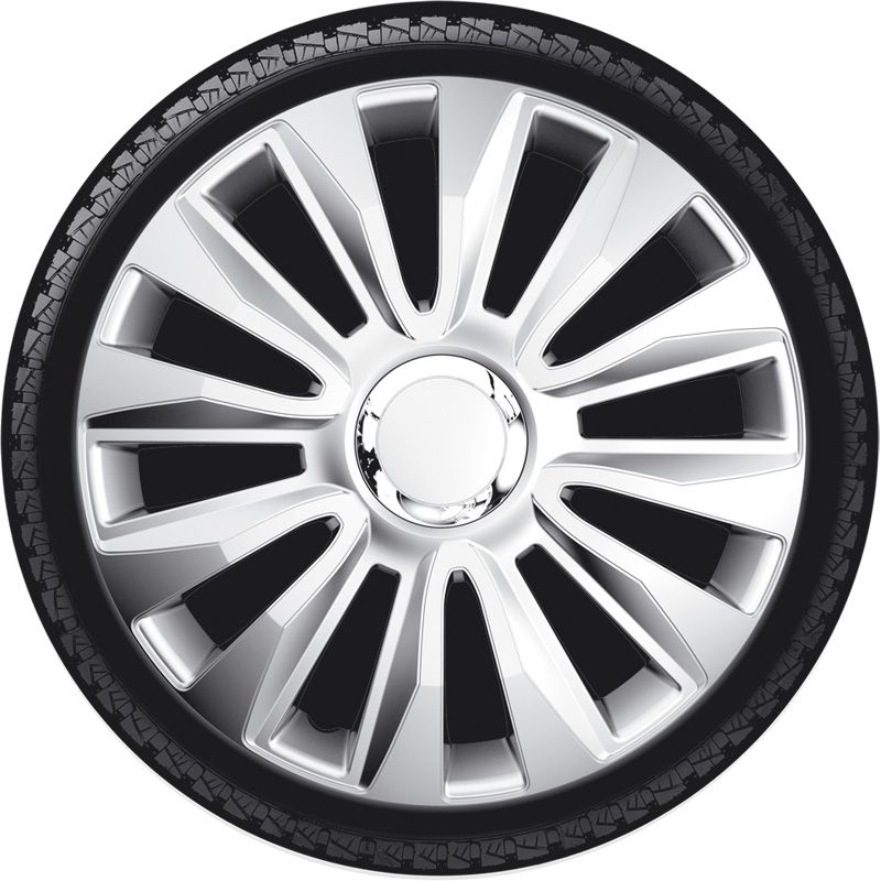 4-Delige Wieldoppenset Avalone Pro 14-inch zilver + chroom ring