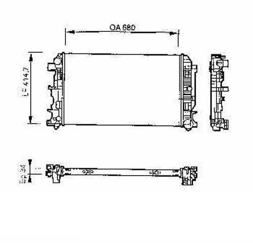 Radiator VW CRAFTER 06->> 677x415x34 2.5TDI 100/120KW +/-AC