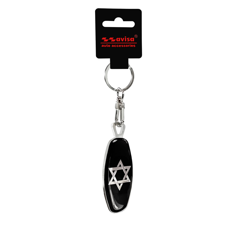 RVS sleutelhanger - Emblem/ Flag Star of David+UK