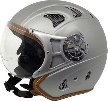 Motorhelm Jet luxe mat zilver XL