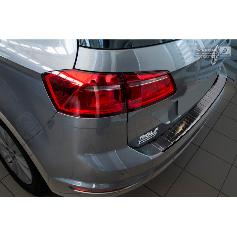 Zwart RVS Achterbumperprotector  Volkswagen Golf VII Sportsvan 2014- 'Ribs'
