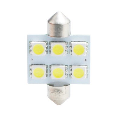 Buislampjes LED C5W/s8.5V 12v 6x SMD 5050 wit