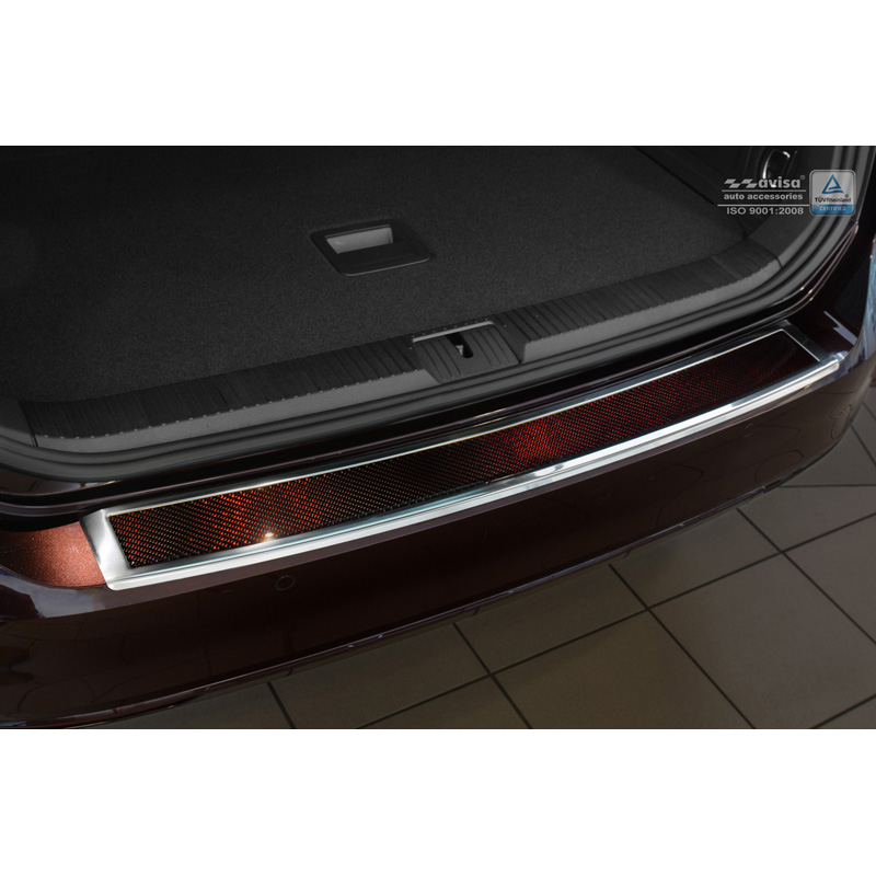 RVS Achterbumperprotector 'Deluxe'  Volkswagen Passat 3G Variant 2014-2023 Chroom/Rood-Zwart Carbon