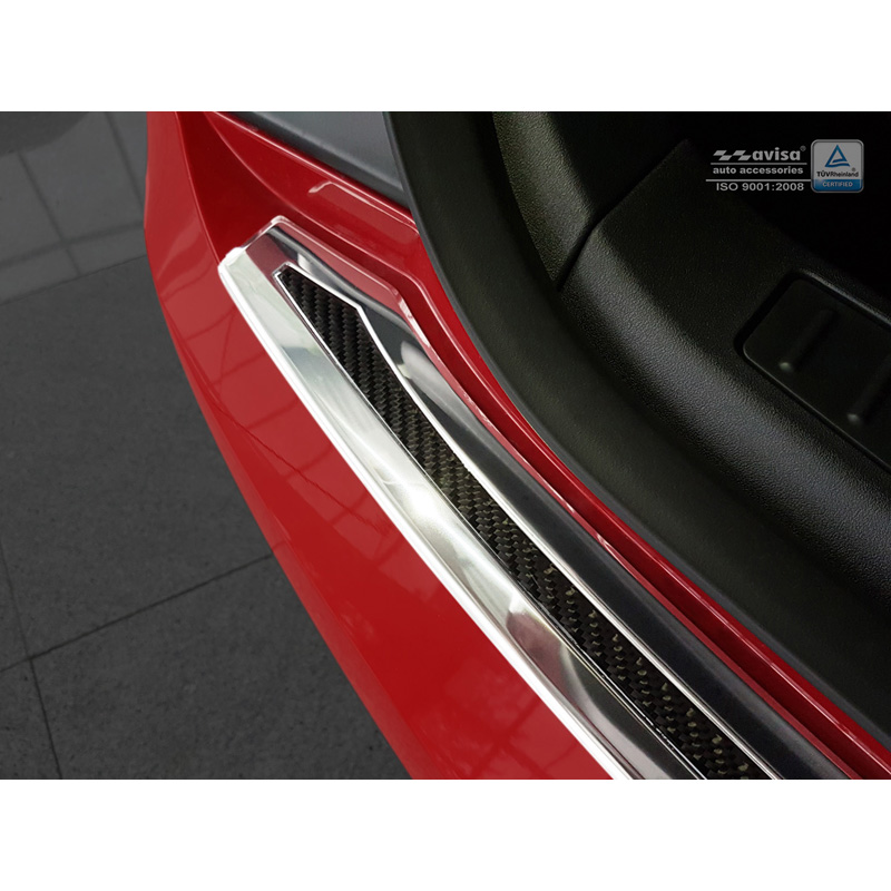 RVS Achterbumperprotector 'Deluxe'  Tesla Model S 2012-2016 & Facelift 2016- Chroom/Zwart Carbon