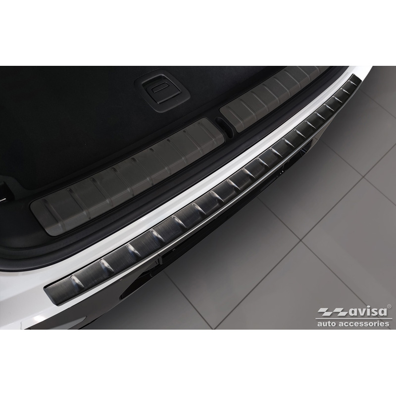 Zwart RVS Achterbumperprotector  BMW X4 G02 FL 2021- met M-Pakket 'Ribs'