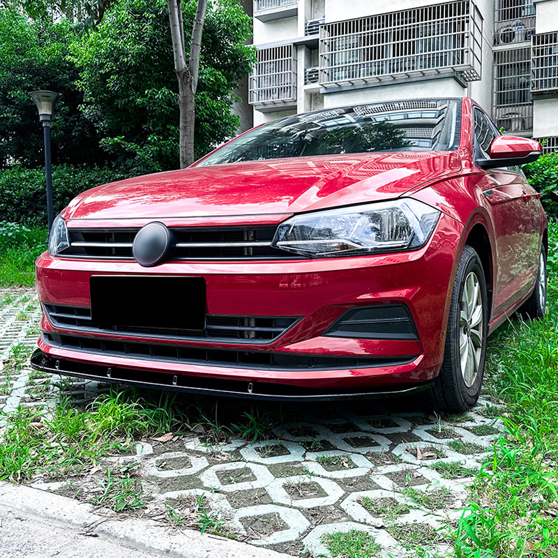 Voorspoilerlip  Volkswagen Polo (AW) 2017- excl. R-Line/GTi (Glanzend Zwart ABS)